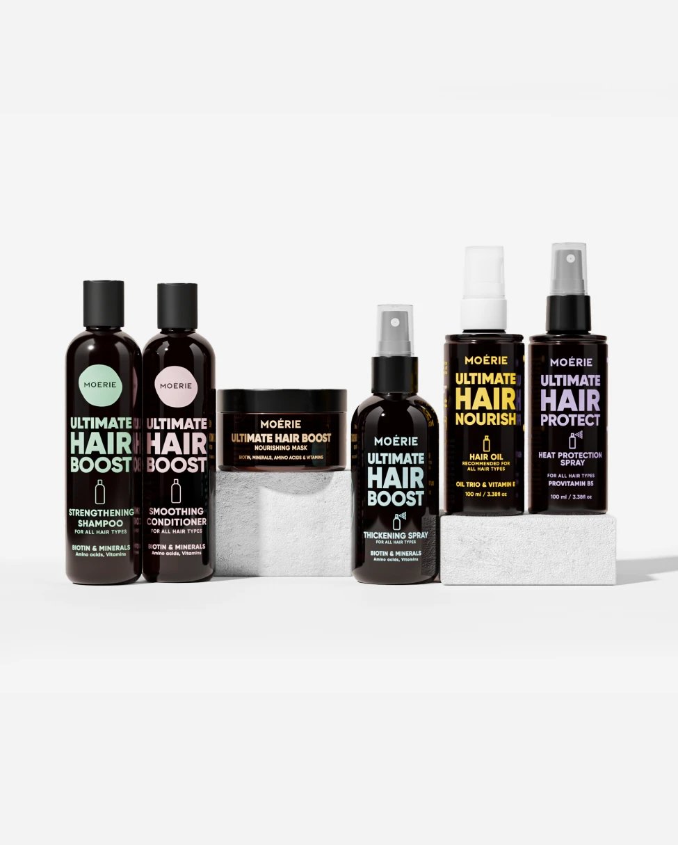 Moérie shampoo, conditioner, mask and thickening spray