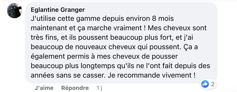 Facebook comment review about this moerie product