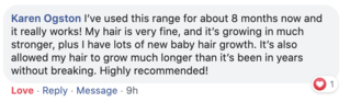 Facebook comment review about this moerie product