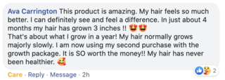 Facebook comment review about this moerie product