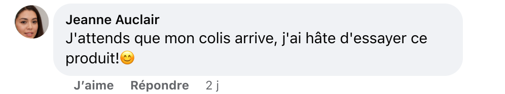 Facebook comment review about this moerie product