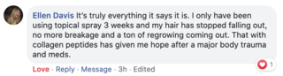 Facebook comment review about this moerie product