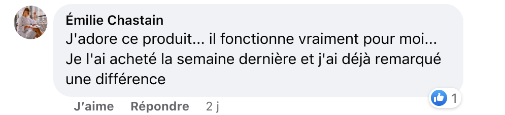 Facebook comment review about this moerie product