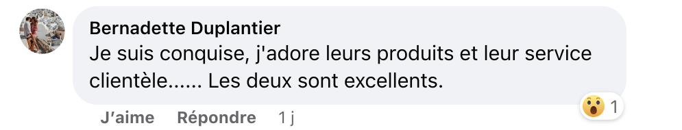 Facebook comment review about this moerie product