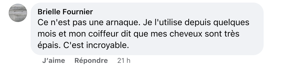 Facebook comment review about this moerie product