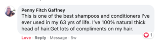 Facebook comment review about this moerie product