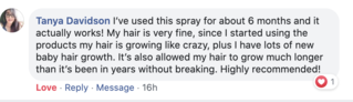 Facebook comment review about this moerie product