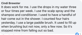 Facebook comment review about this moerie product