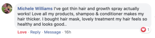 Facebook comment review about this moerie product