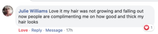 Facebook comment review about this moerie product