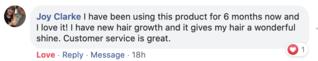 Facebook comment review about this moerie product