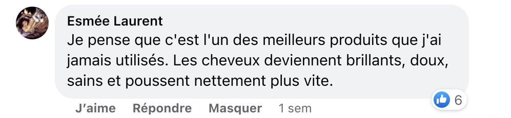 Facebook comment review about this moerie product