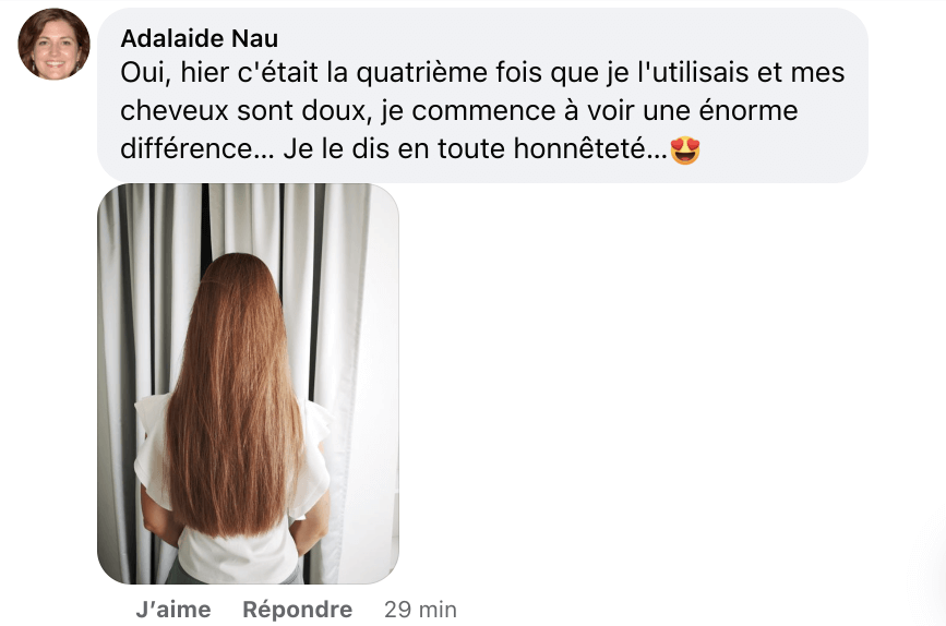 Facebook comment review about this moerie product