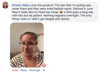 Facebook comment review about this moerie product