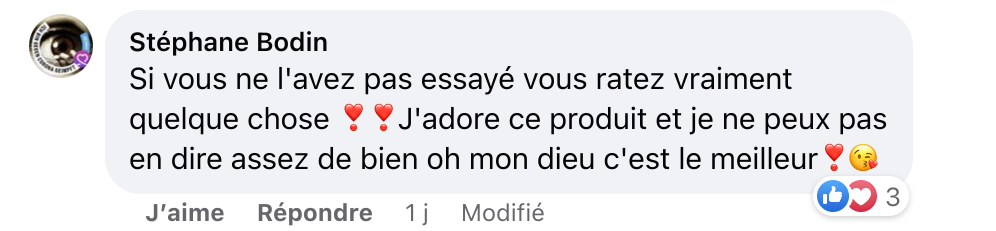Facebook comment review about this moerie product