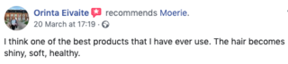 Facebook comment review about this moerie product