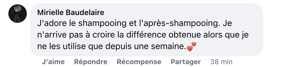 Facebook comment review about this moerie product