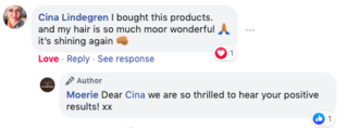 Facebook comment review about this moerie product