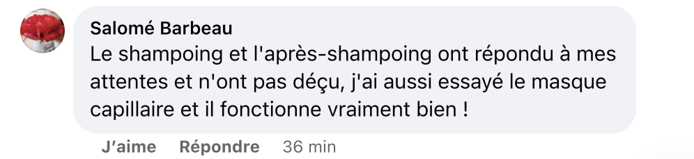 Facebook comment review about this moerie product