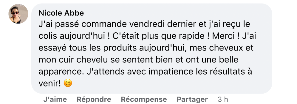 Facebook comment review about this moerie product