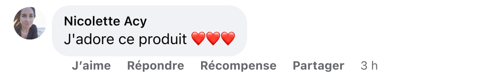 Facebook comment review about this moerie product