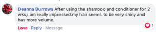 Facebook comment review about this moerie product