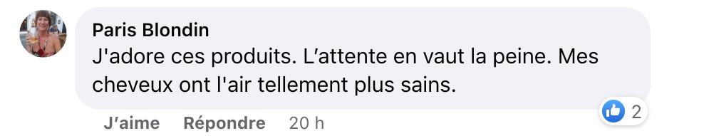 Facebook comment review about this moerie product