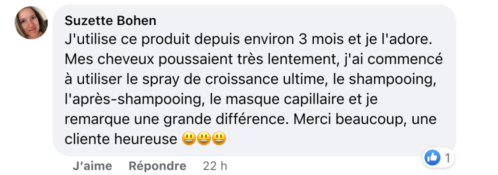 Facebook comment review about this moerie product