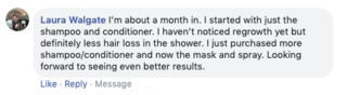 Facebook comment review about this moerie product