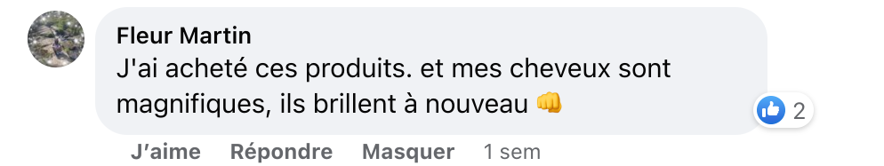 Facebook comment review about this moerie product