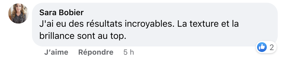 Facebook comment review about this moerie product