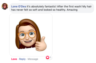 Facebook comment review about this moerie product