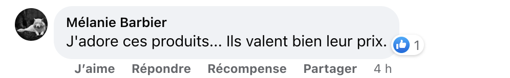 Facebook comment review about this moerie product