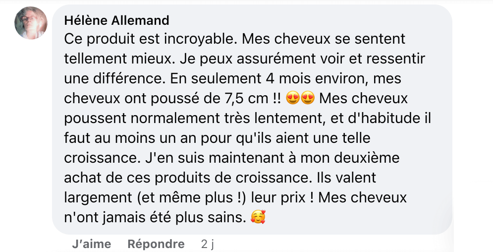 Facebook comment review about this moerie product