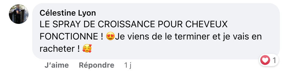Facebook comment review about this moerie product