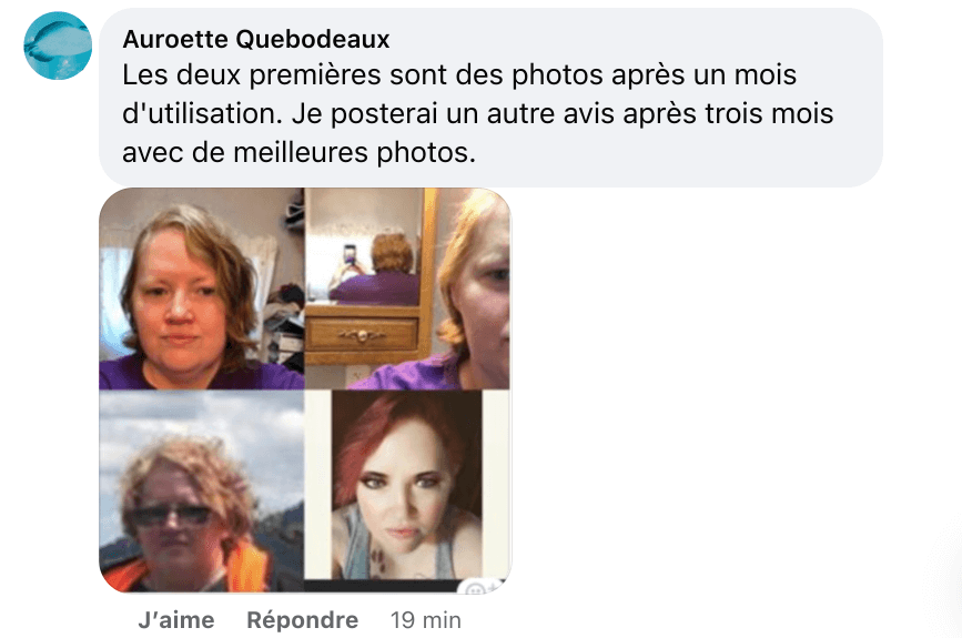 Facebook comment review about this moerie product