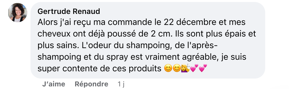 Facebook comment review about this moerie product