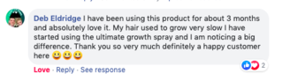 Facebook comment review about this moerie product