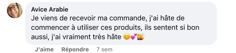 Facebook comment review about this moerie product