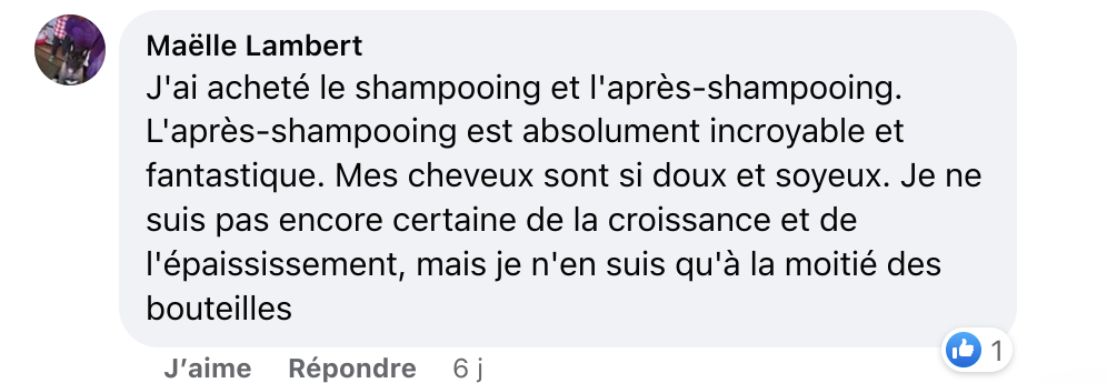 Facebook comment review about this moerie product