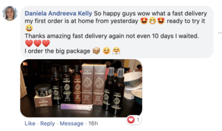 Facebook comment review about this moerie product