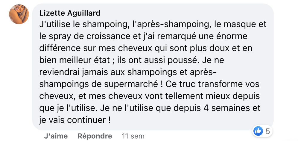 Facebook comment review about this moerie product