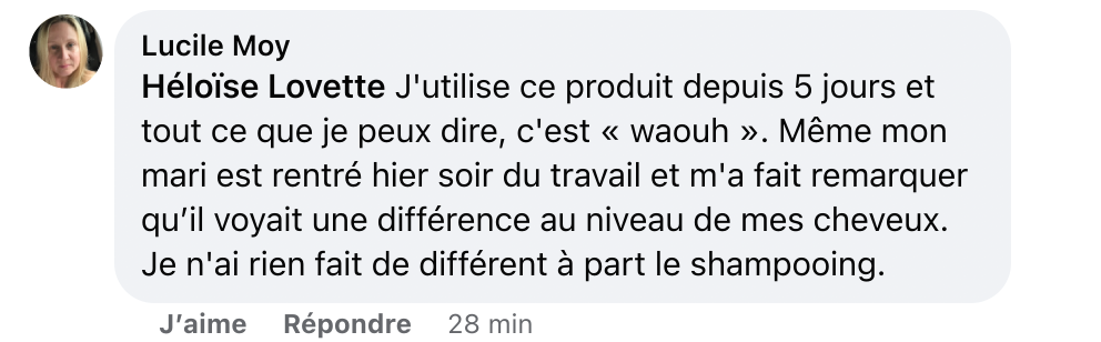 Facebook comment review about this moerie product