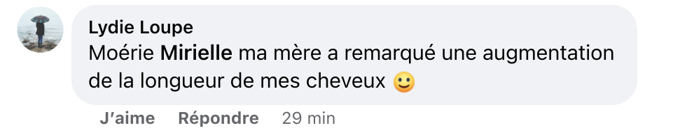 Facebook comment review about this moerie product