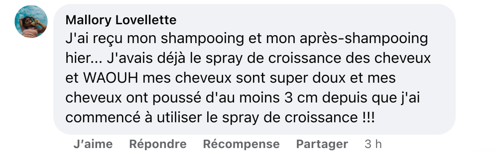 Facebook comment review about this moerie product