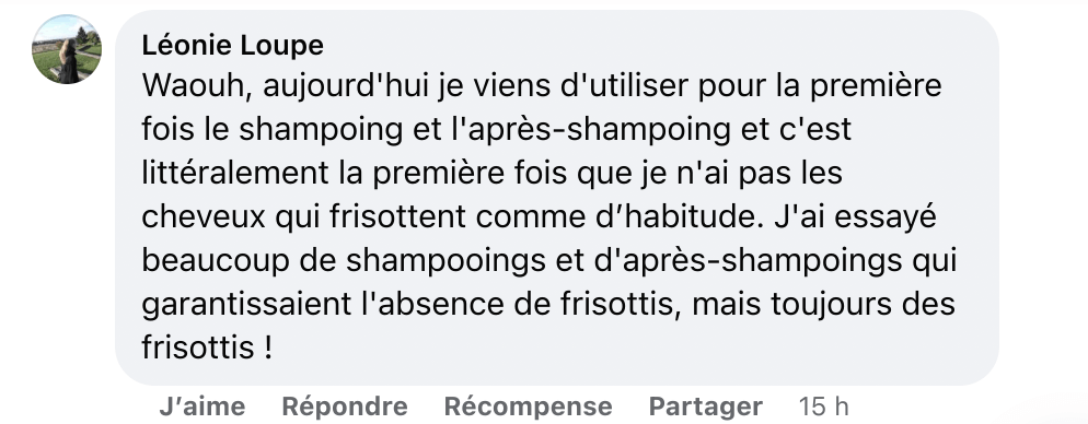 Facebook comment review about this moerie product