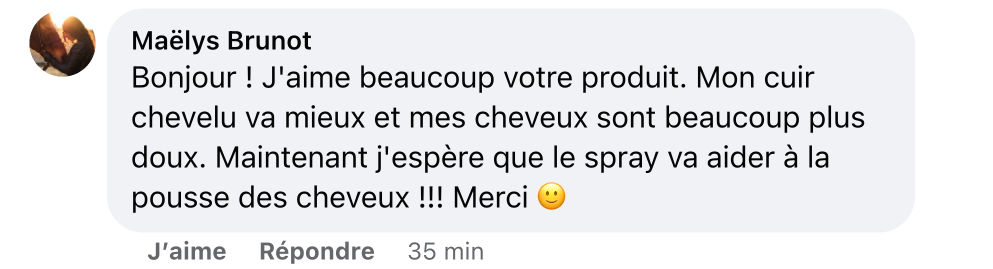 Facebook comment review about this moerie product