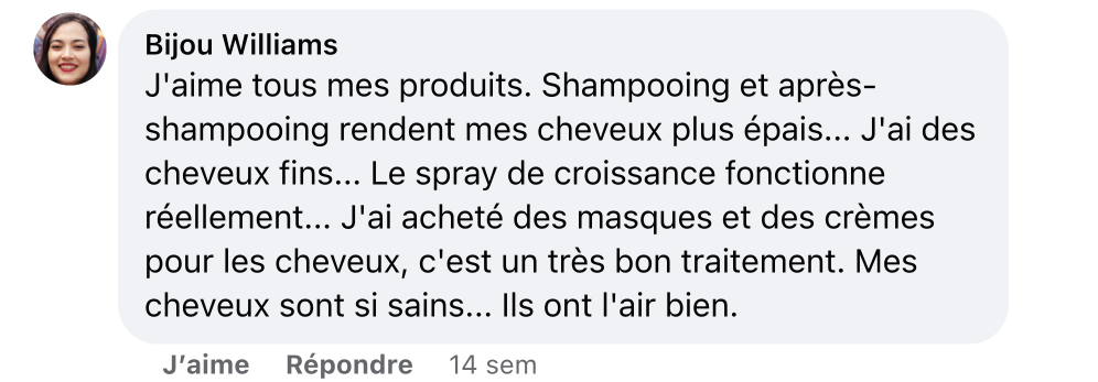 Facebook comment review about this moerie product