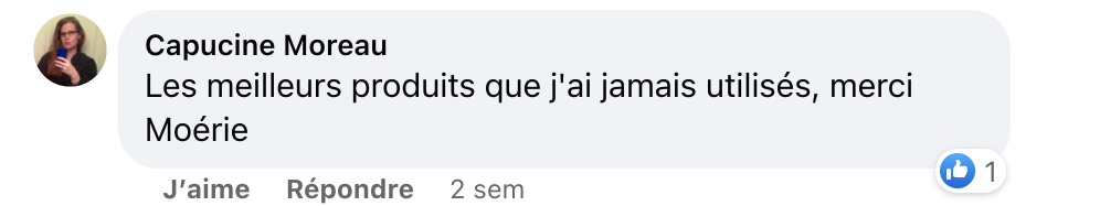 Facebook comment review about this moerie product