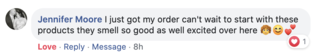 Facebook comment review about this moerie product